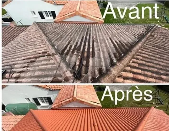 Avant et après un entretien de toiture en tuiles